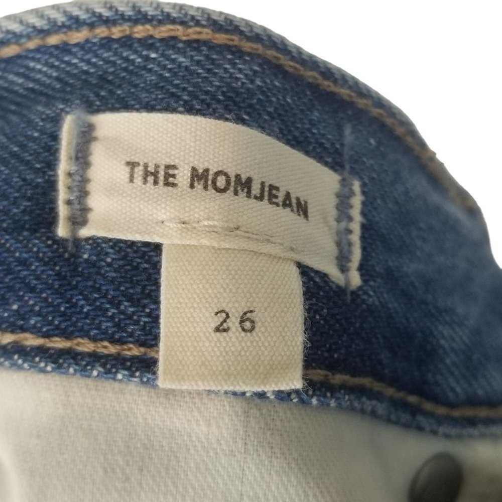 Madewell Womens 26 Blue Medium Wash Denim Distressed High Rise Mom Jeans Pockets - Picture 5 of 9